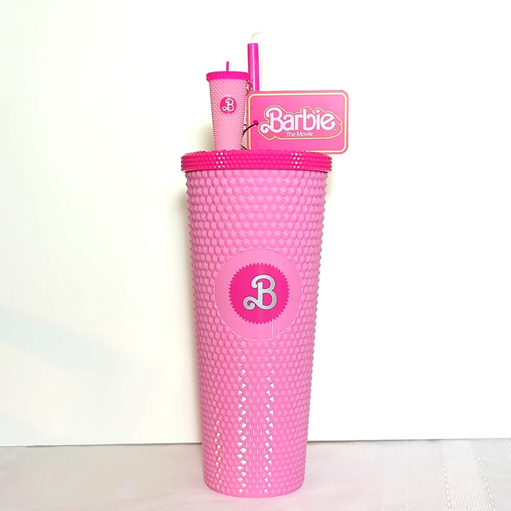 BARBIE!! Hot Topic Barbie: The Movie Diamond Studded Tumbler & Matching Keychain